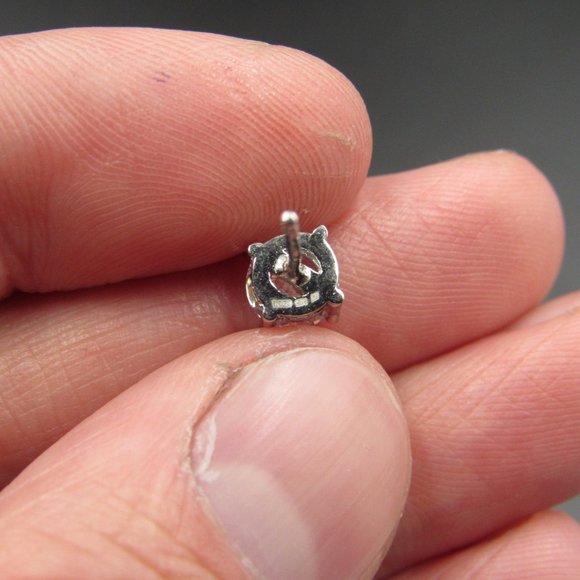 Sterling Silver Plain Round CZ Earrings - Picture 4 of 6